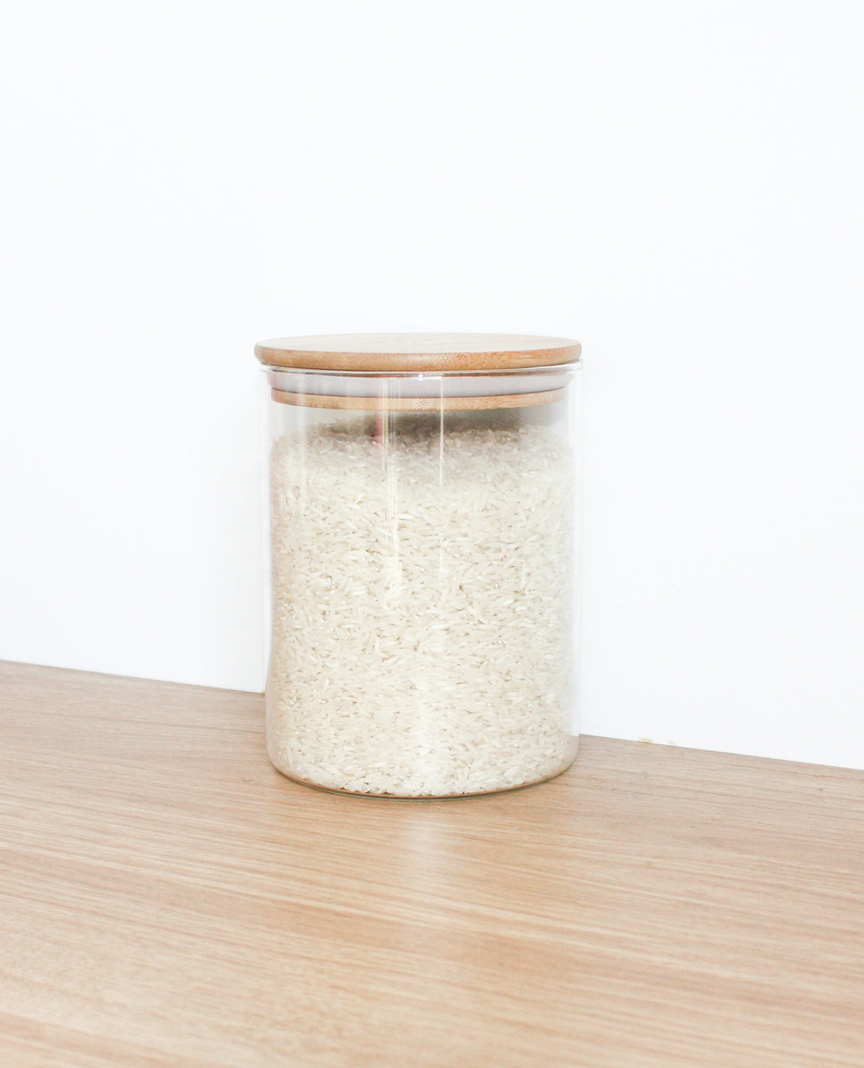 1800ML Storage Jar with Lemon Pattern and Bamboo Lid for Sale